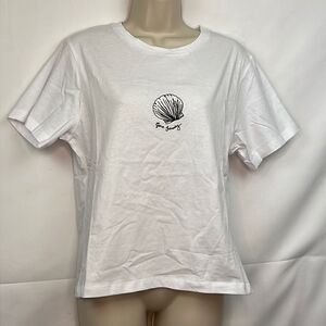 Charlie Holiday White Gone fishing slim tee embroidered shell NWT